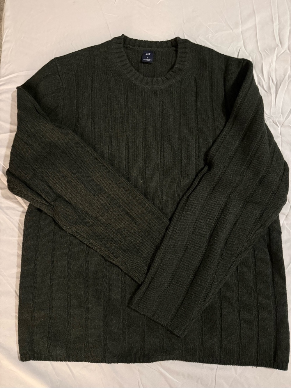 GAP Men's Ribbed Crewneck Sweater - Olive Green